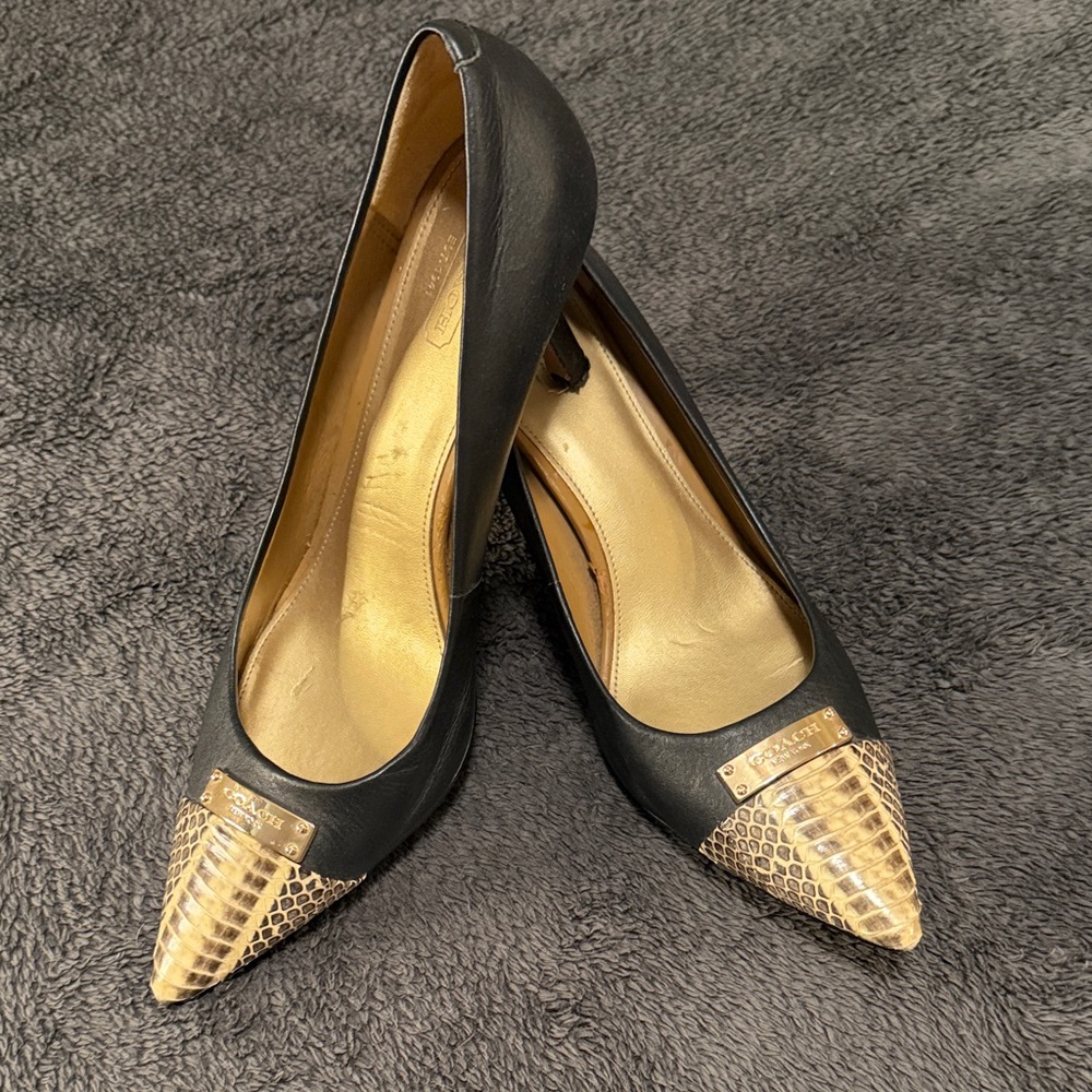 Coach Black and Gold Studded Heels